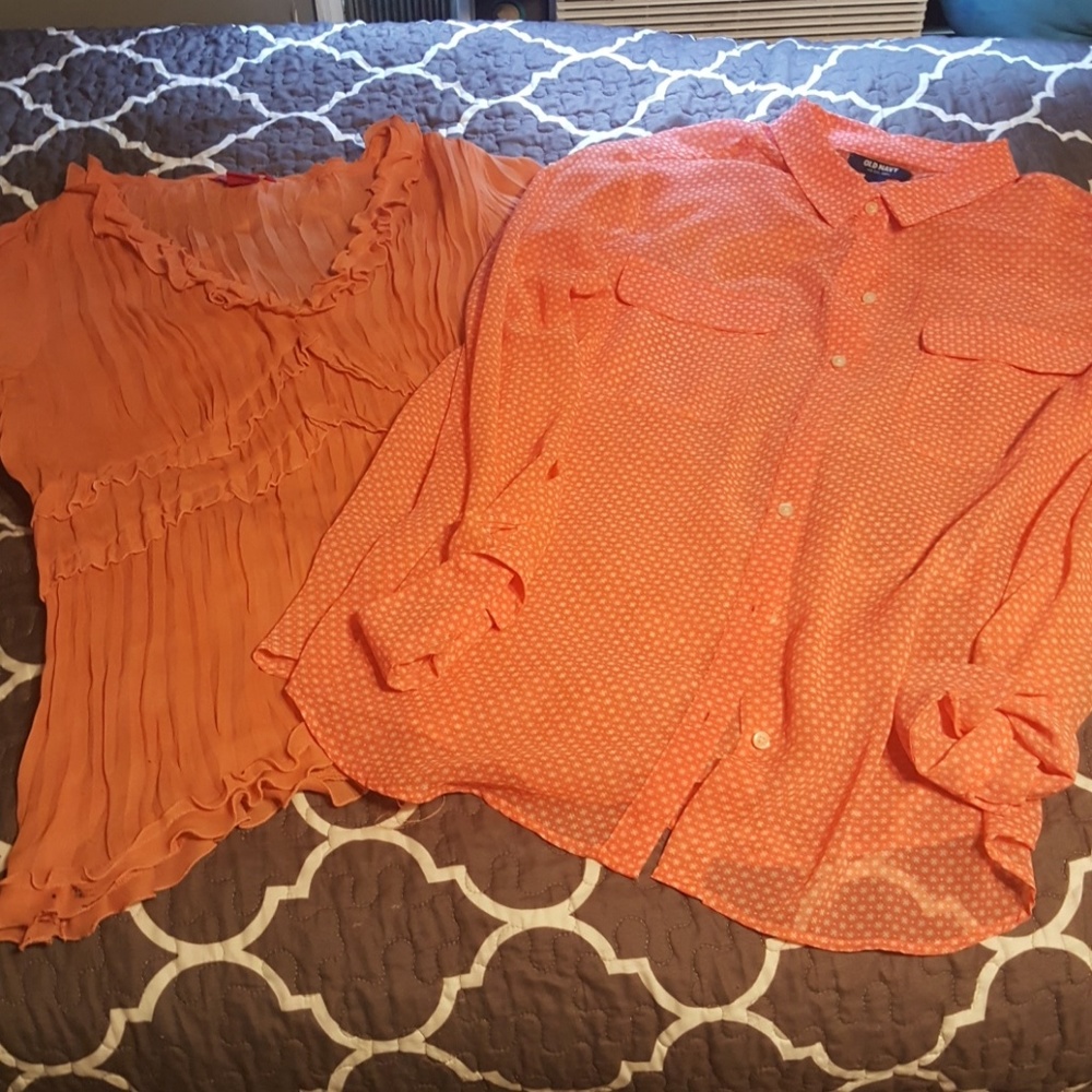 Lot of 2 Coral Sheer Shirts